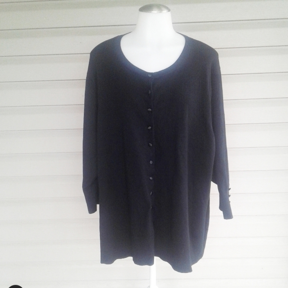 Joan Vass Black Cardigan Size 3X